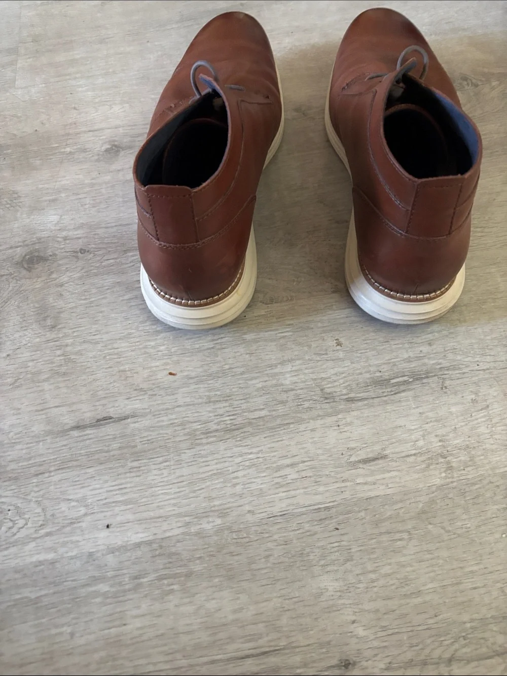 Cole Haan Chestnut Brown Leather Chukka Boots with White Sole